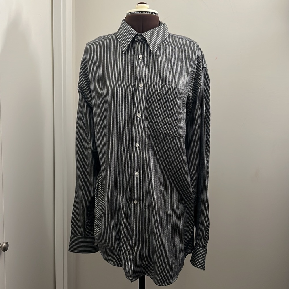 Balmain Soft, cozy Vertical Stripe Dress Button Up​